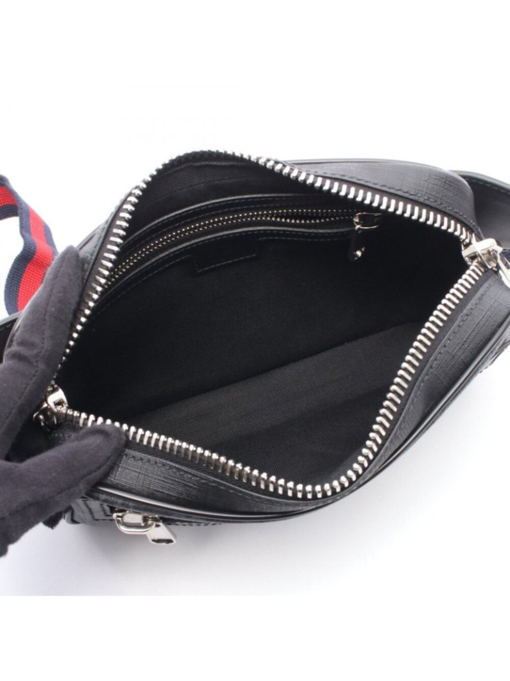 Gucci Waist Bag Soft GG Supreme Sherry Line Black Canvas Leather - Picture 3 of 7